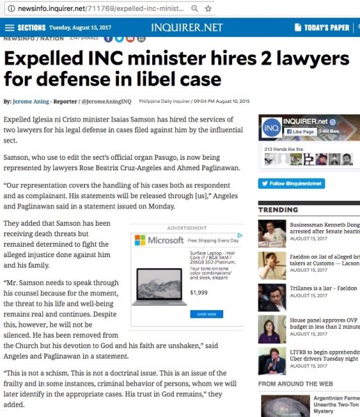 JUN SAMSON LIBEL CASE