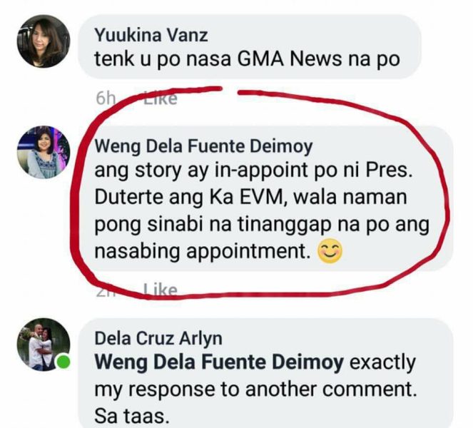 Denial of Weng Dela Fuente
