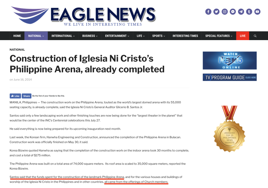https://www.eaglenews.ph/construction-of-iglesia-ni-cristos-philippine-arena-already-completed/