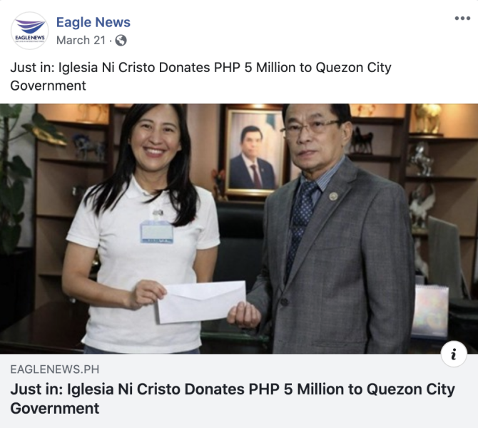 Eagle News INC Donated 5 Million to QC