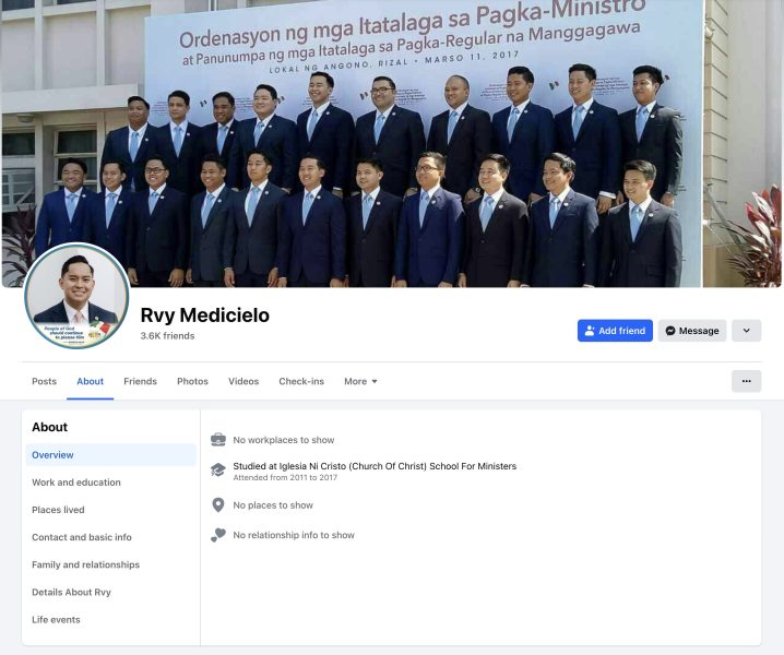 Minister Rvy Medicielo of the Iglesia Ni Cristo - A sacrificial lamb